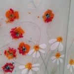 Bespoke curved Poppy Field Handmade Glass Splash back